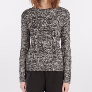 Maje Demain Marled Cable Knit Crewneck Sweater
